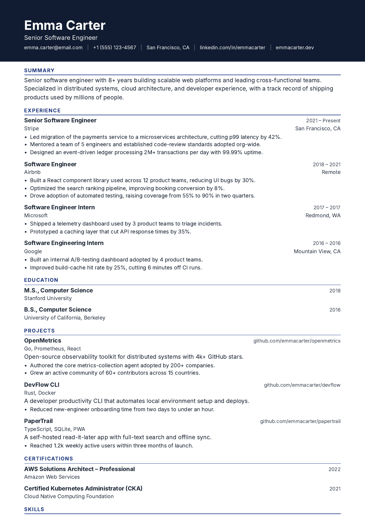 Midnight Brief resume template