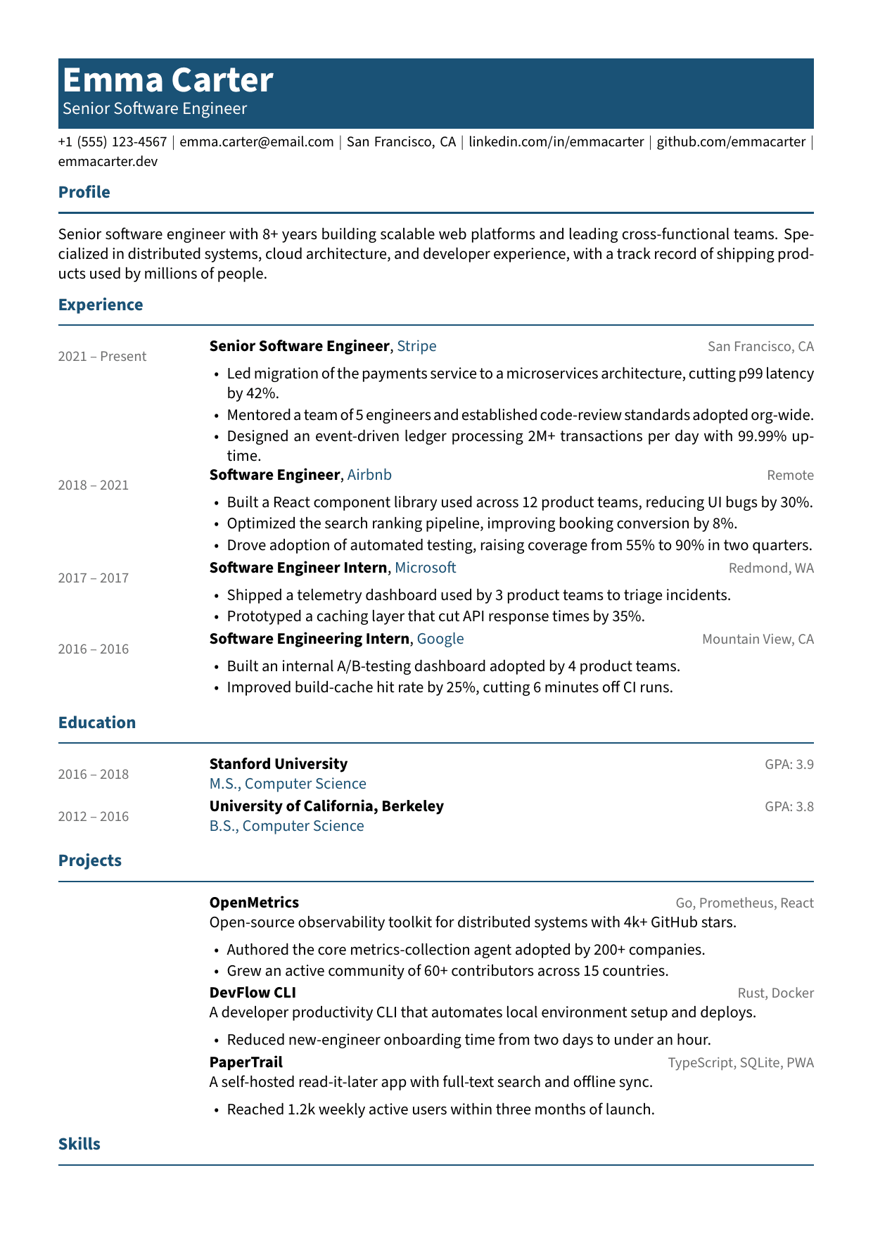 Finance Manager resume template