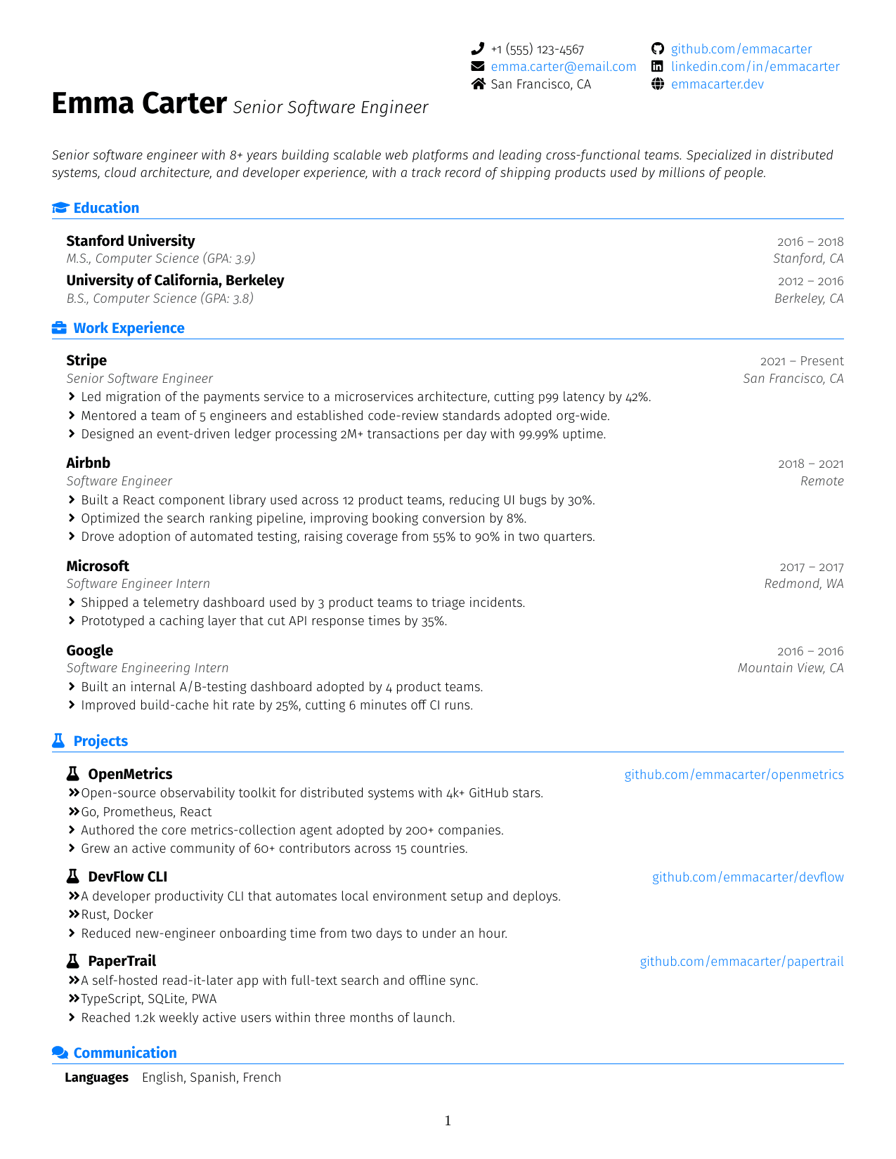 Operations Manager resume template