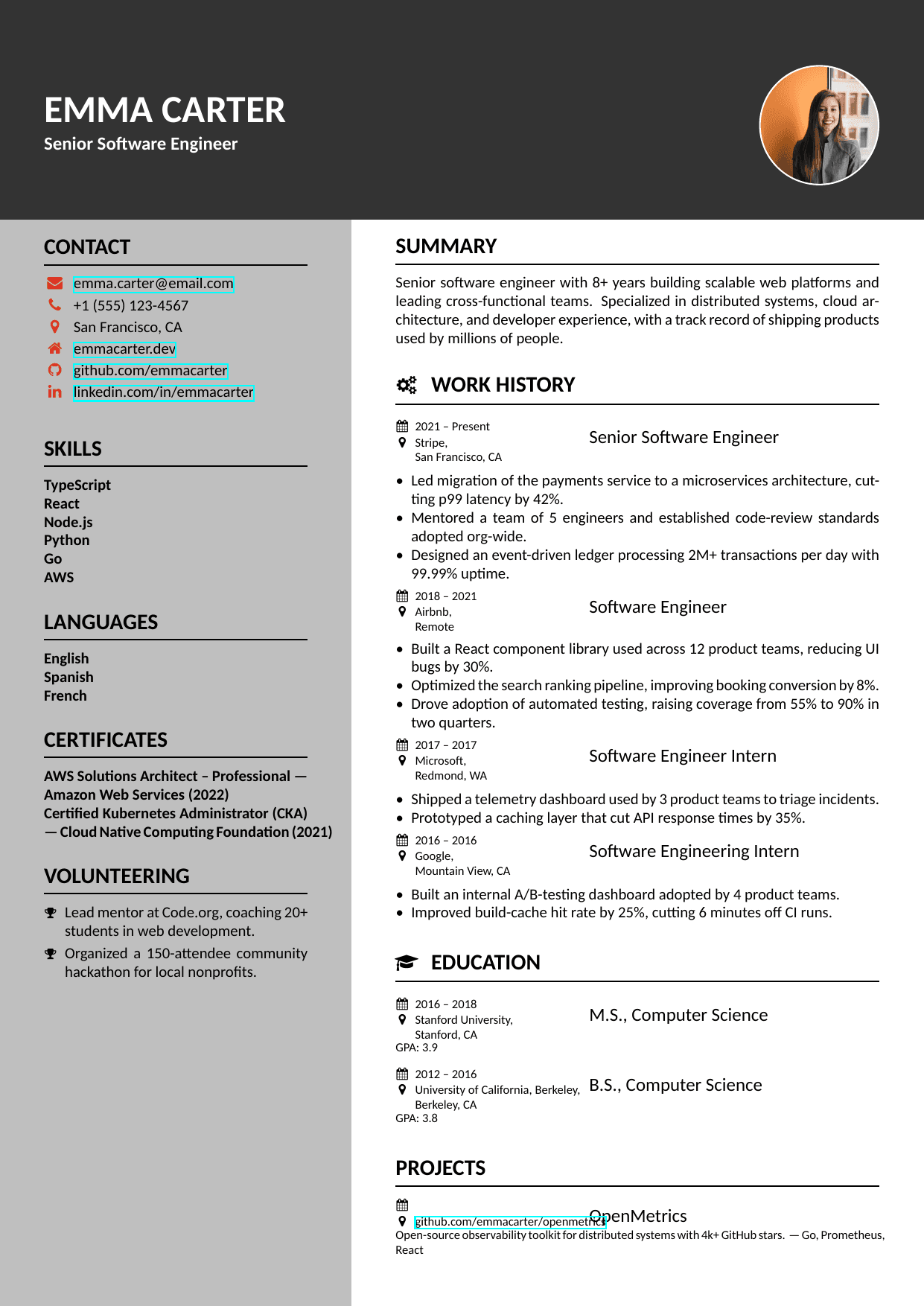 Senior HR Manager resume template