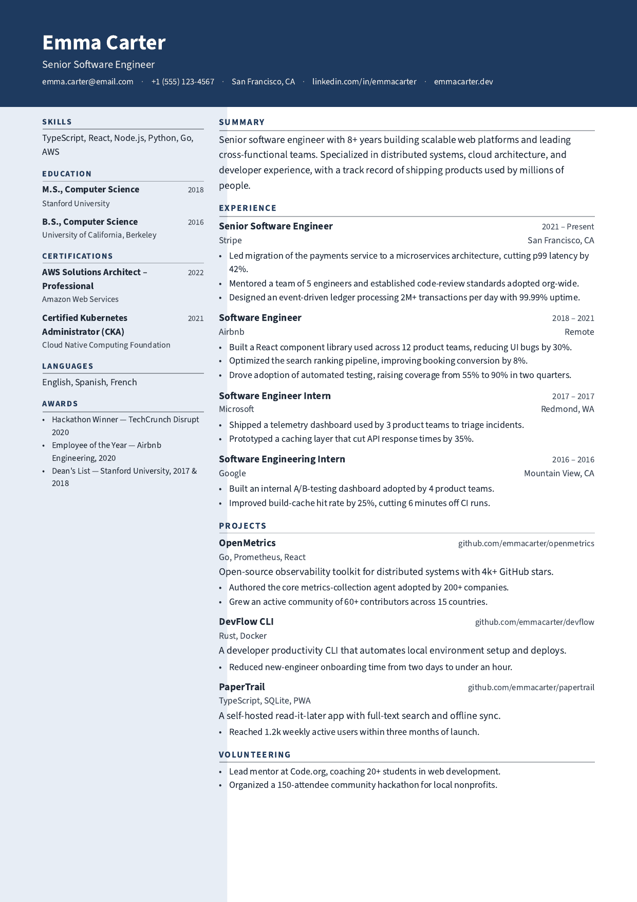 Anchor resume template
