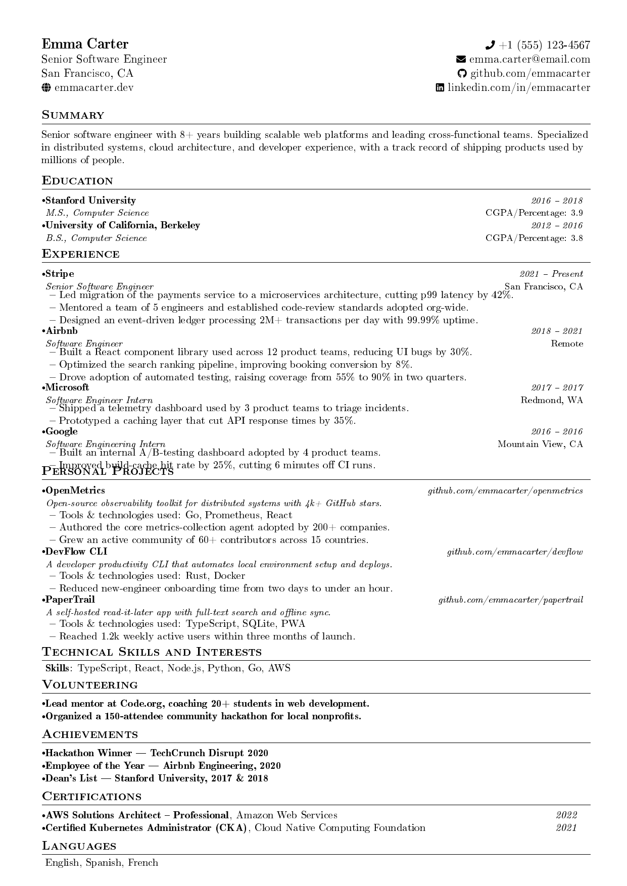 Mechanical Design Engineer resume template
