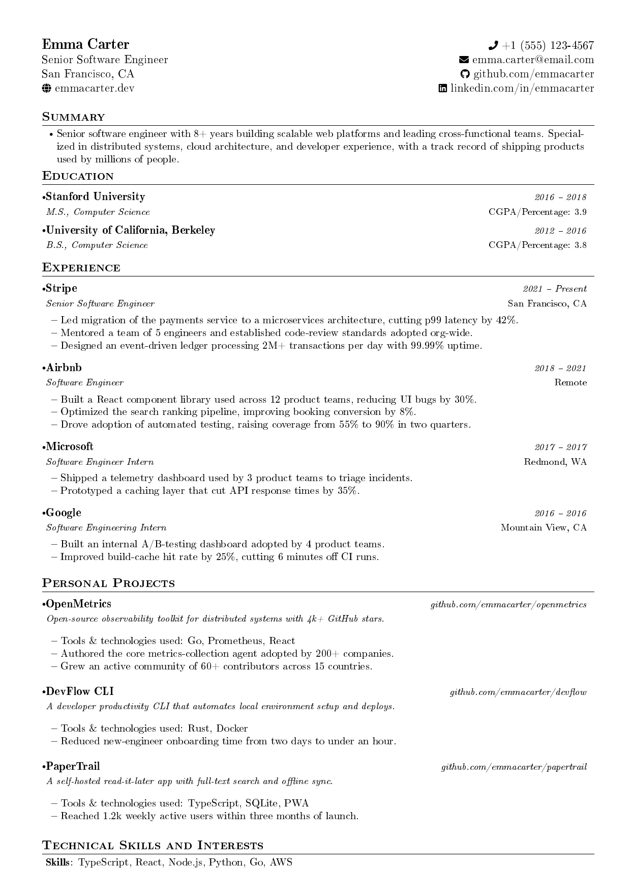 Senior Mechanical Engineer resume template