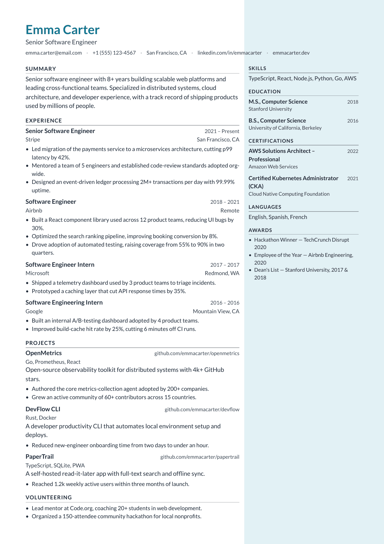North Channel resume template