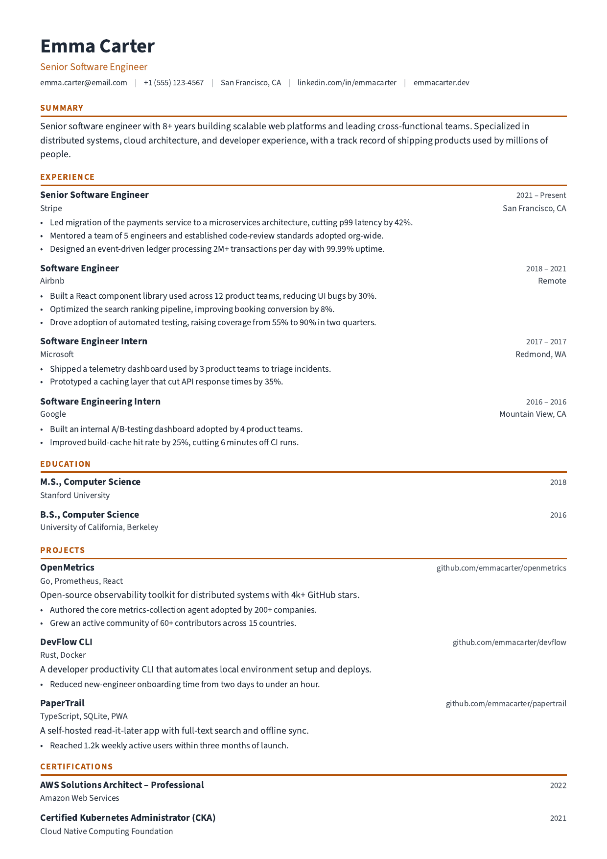 Ochre Field resume template