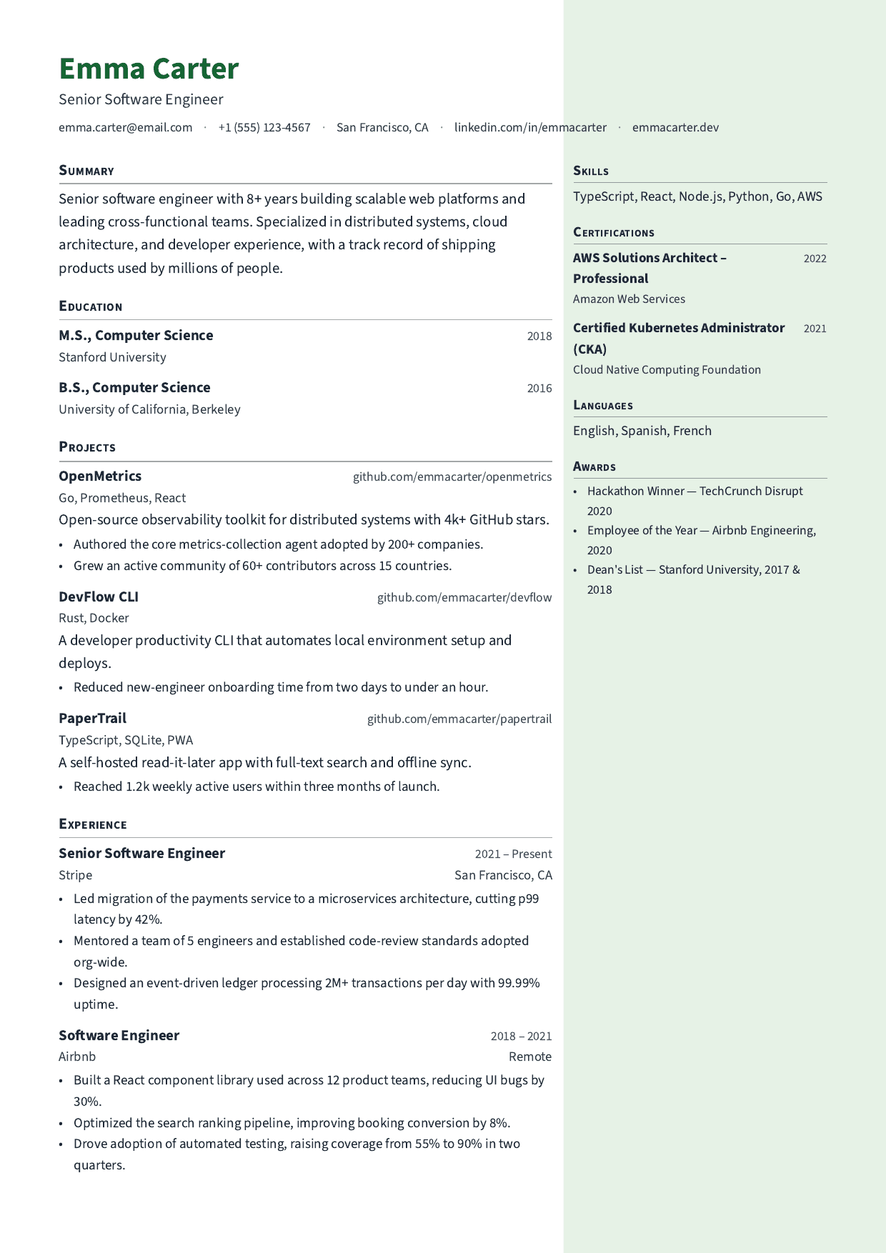 Orchard resume template