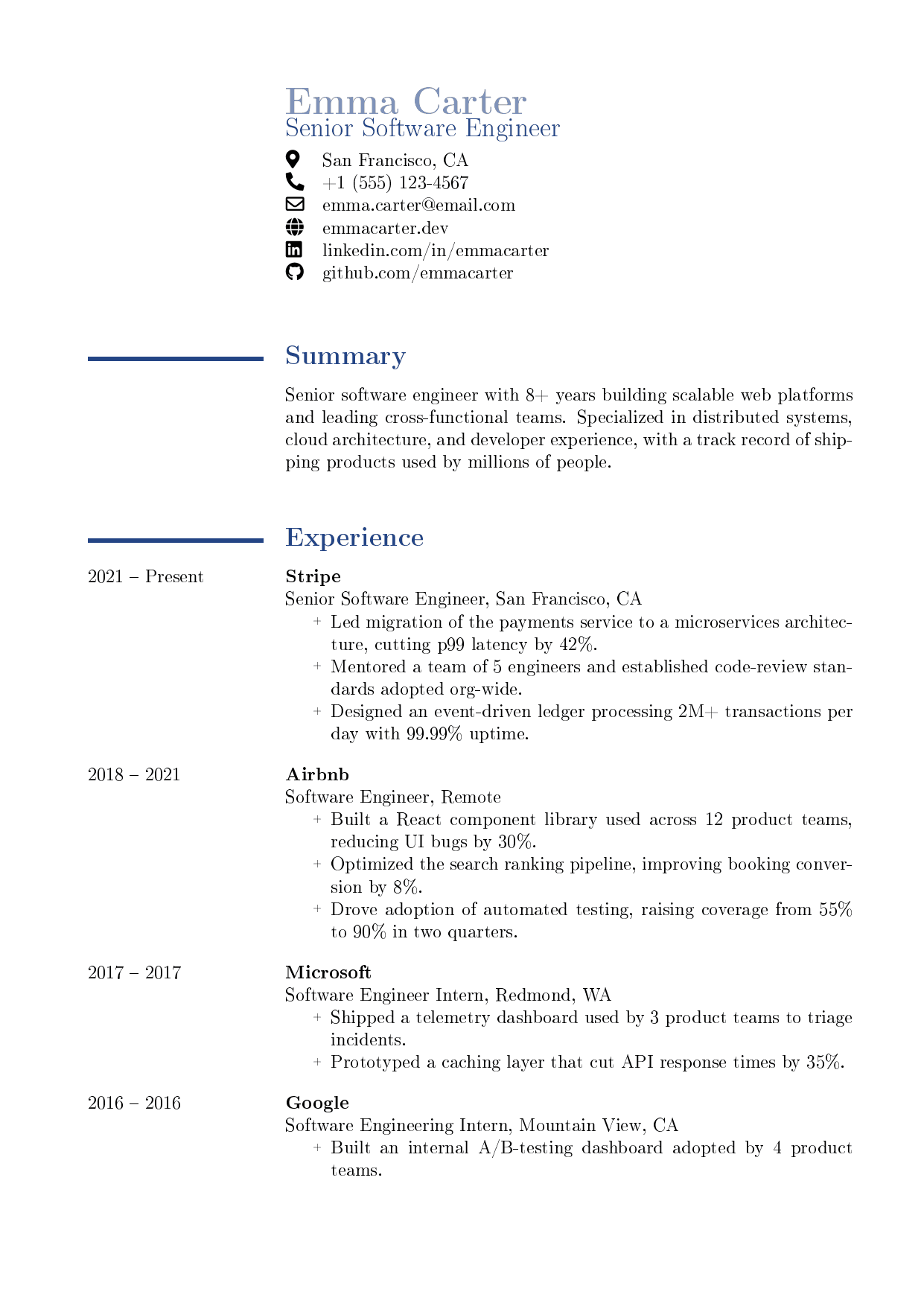 Portfolio Manager resume template