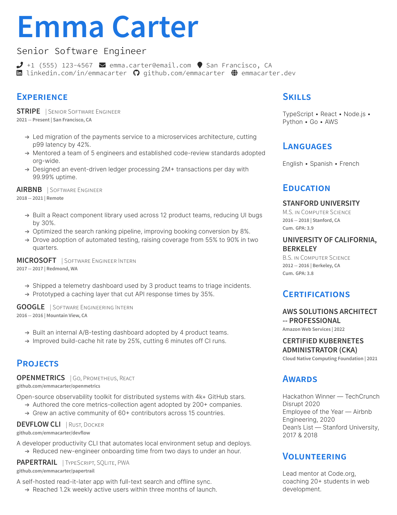 Lead UX Designer resume template