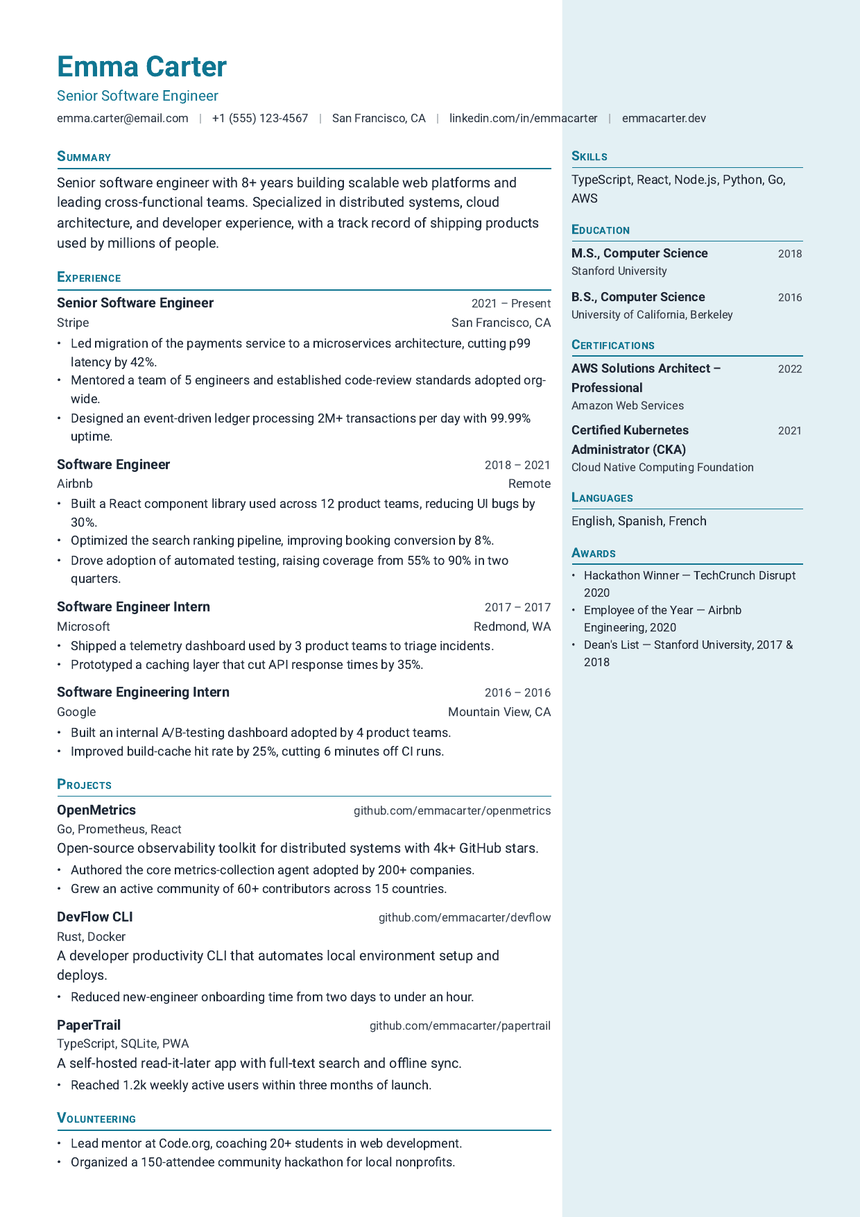 Port of Call resume template