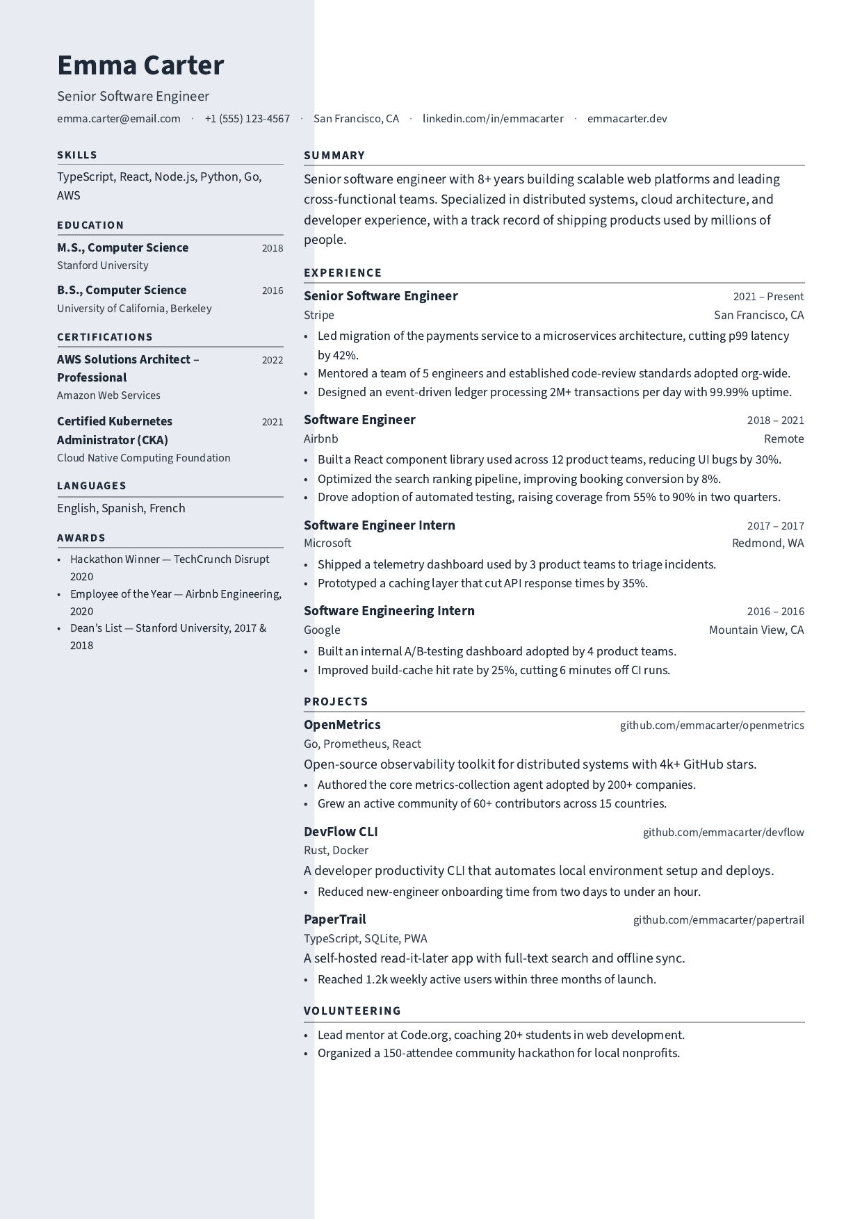Quarry resume template