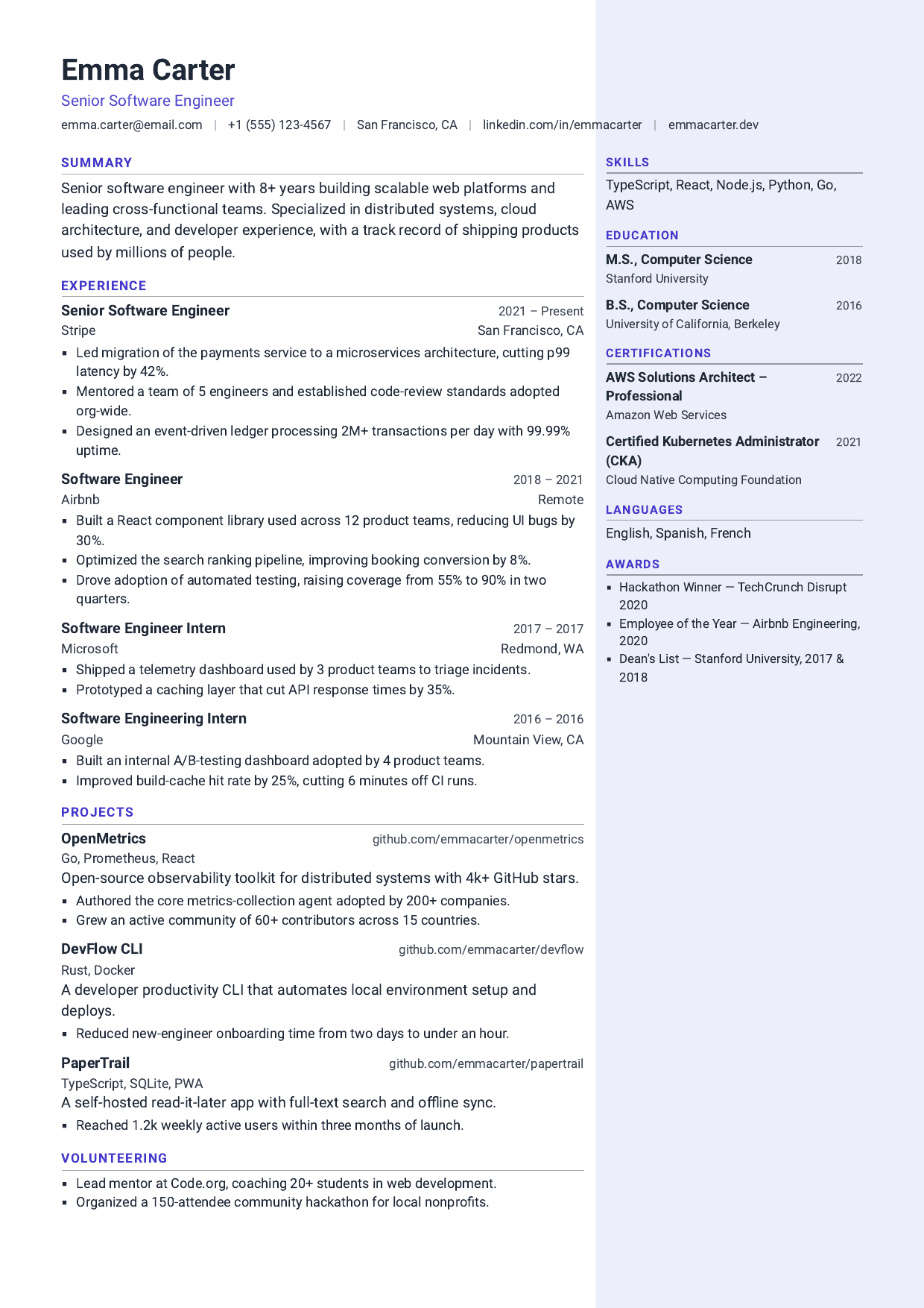 Query Plan resume template