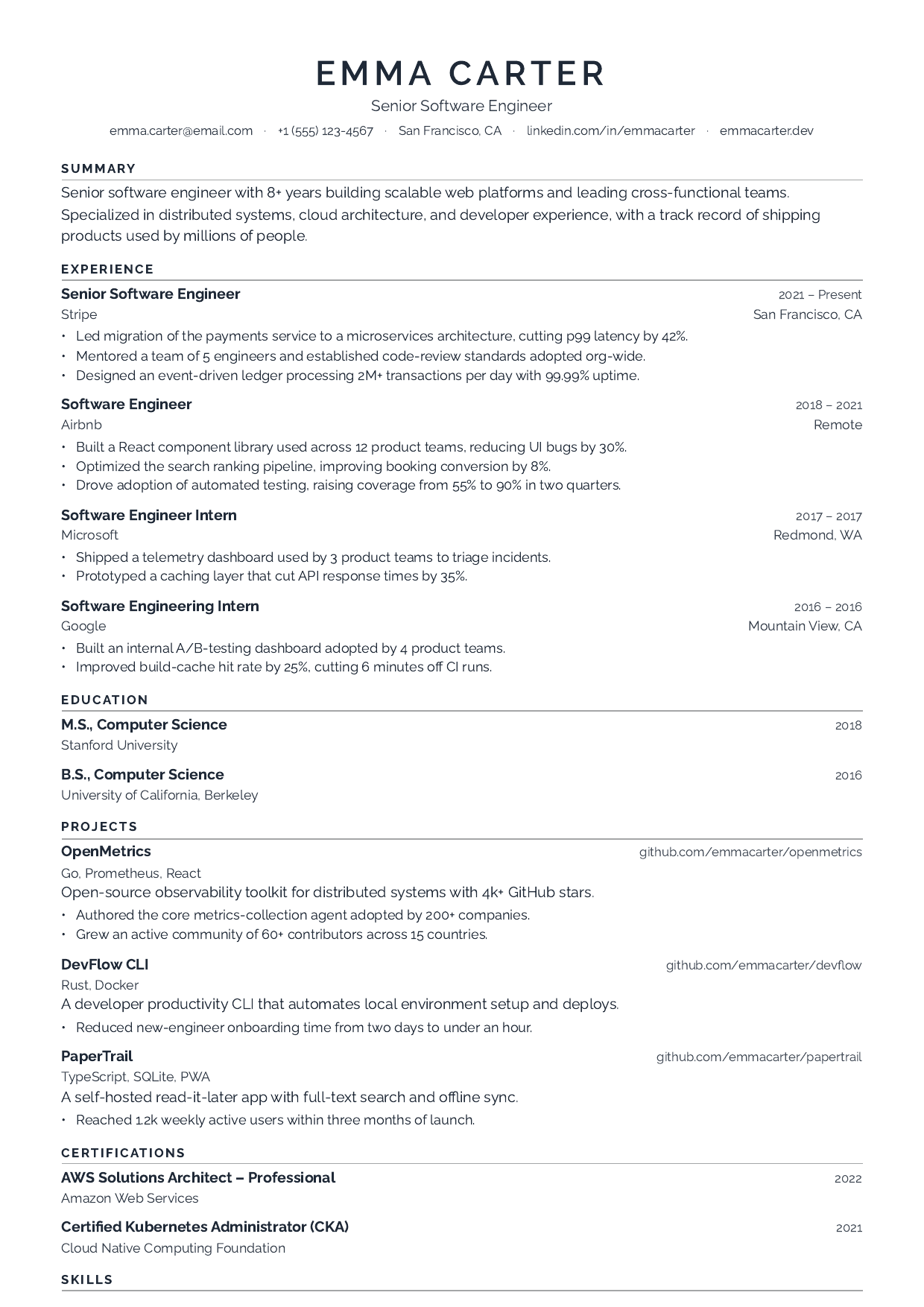 Crest resume template