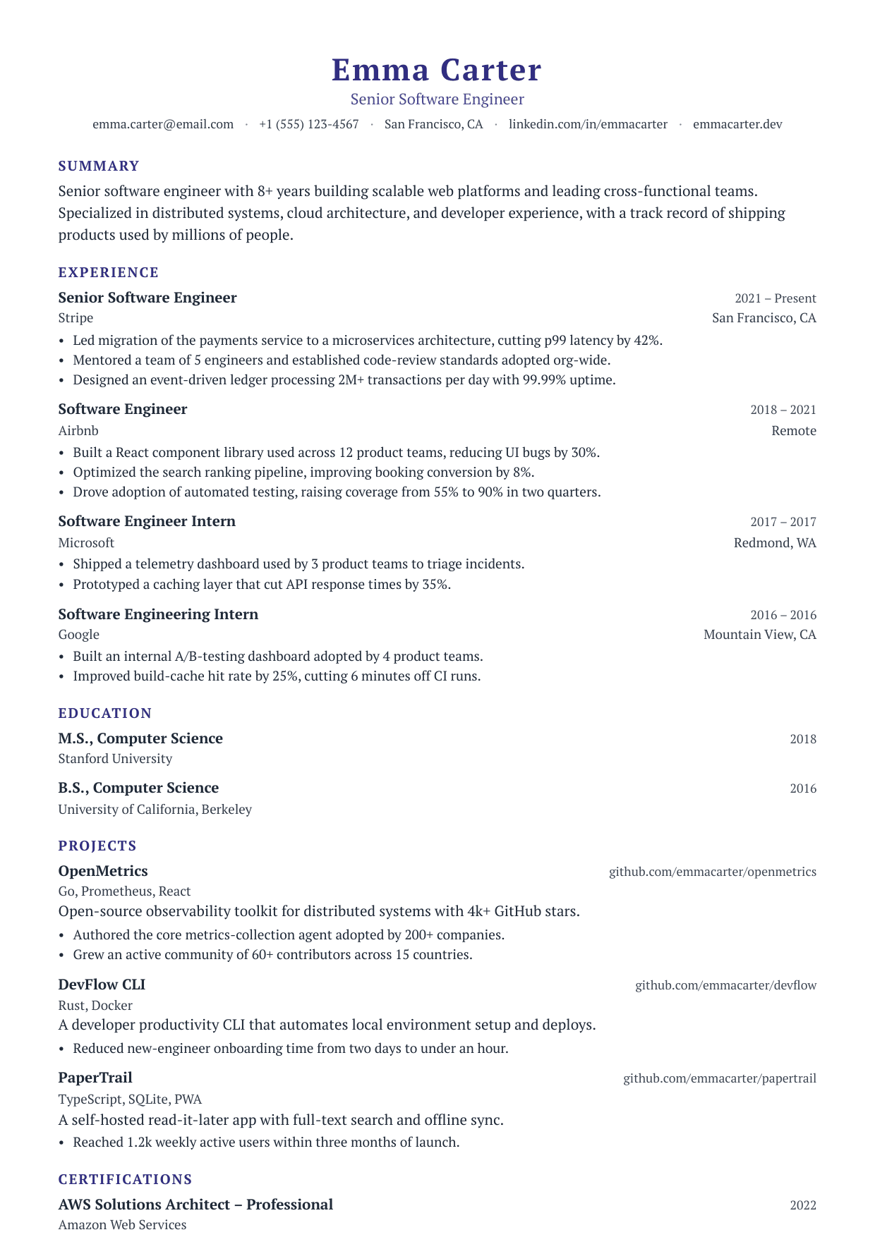 Regent Row resume template