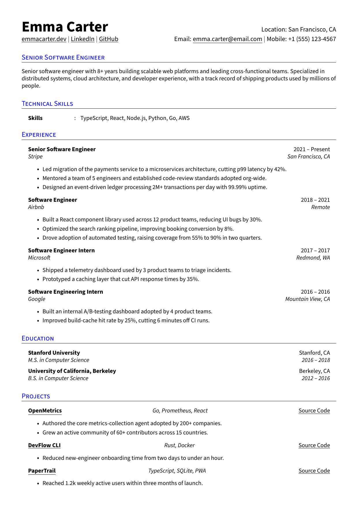 Content Writer resume template