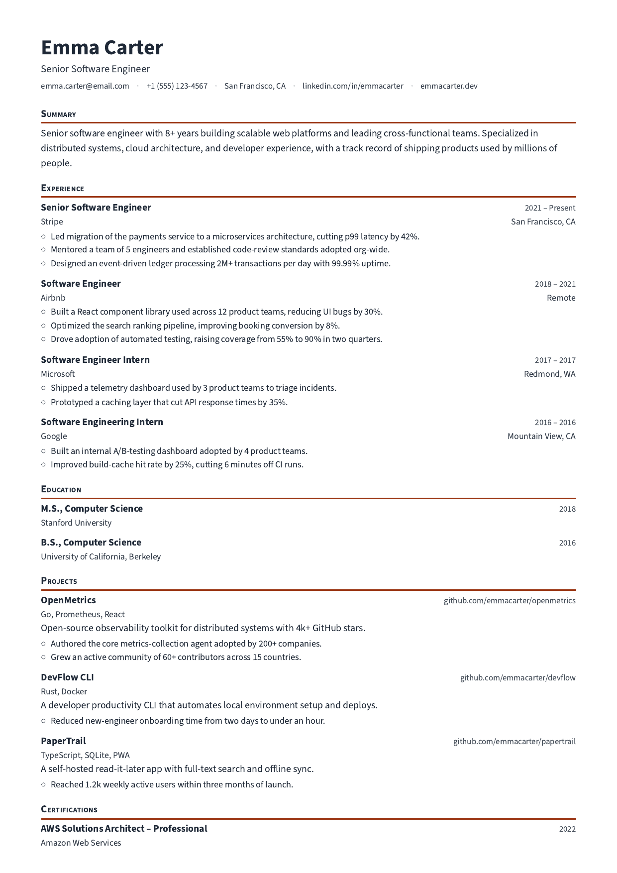 Sable Brush resume template