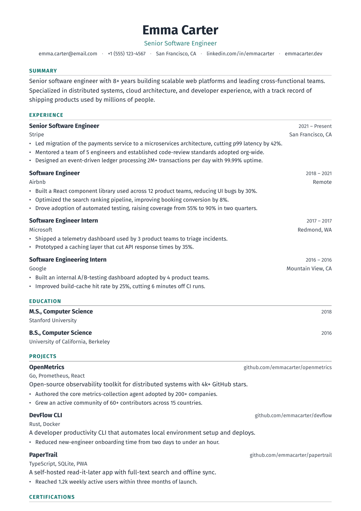 Season Opener resume template