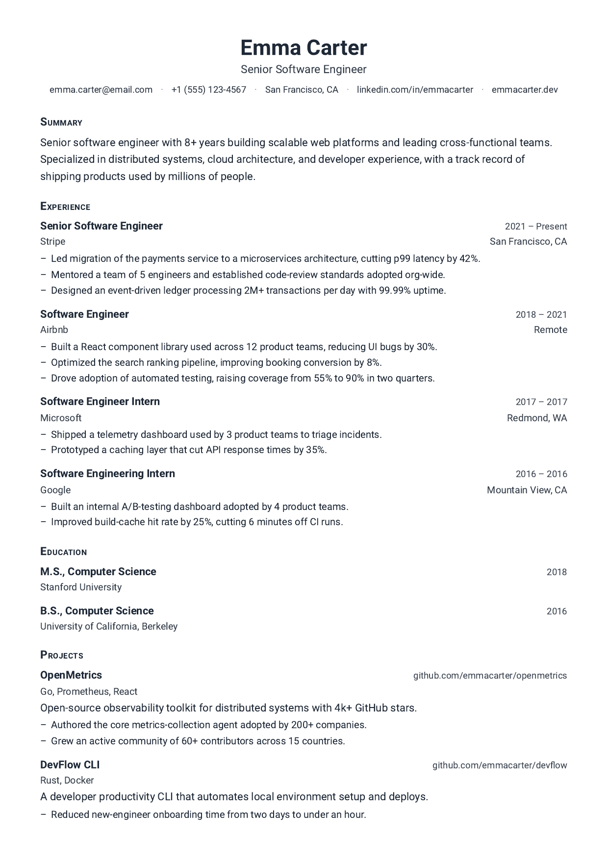 Second Shift resume template