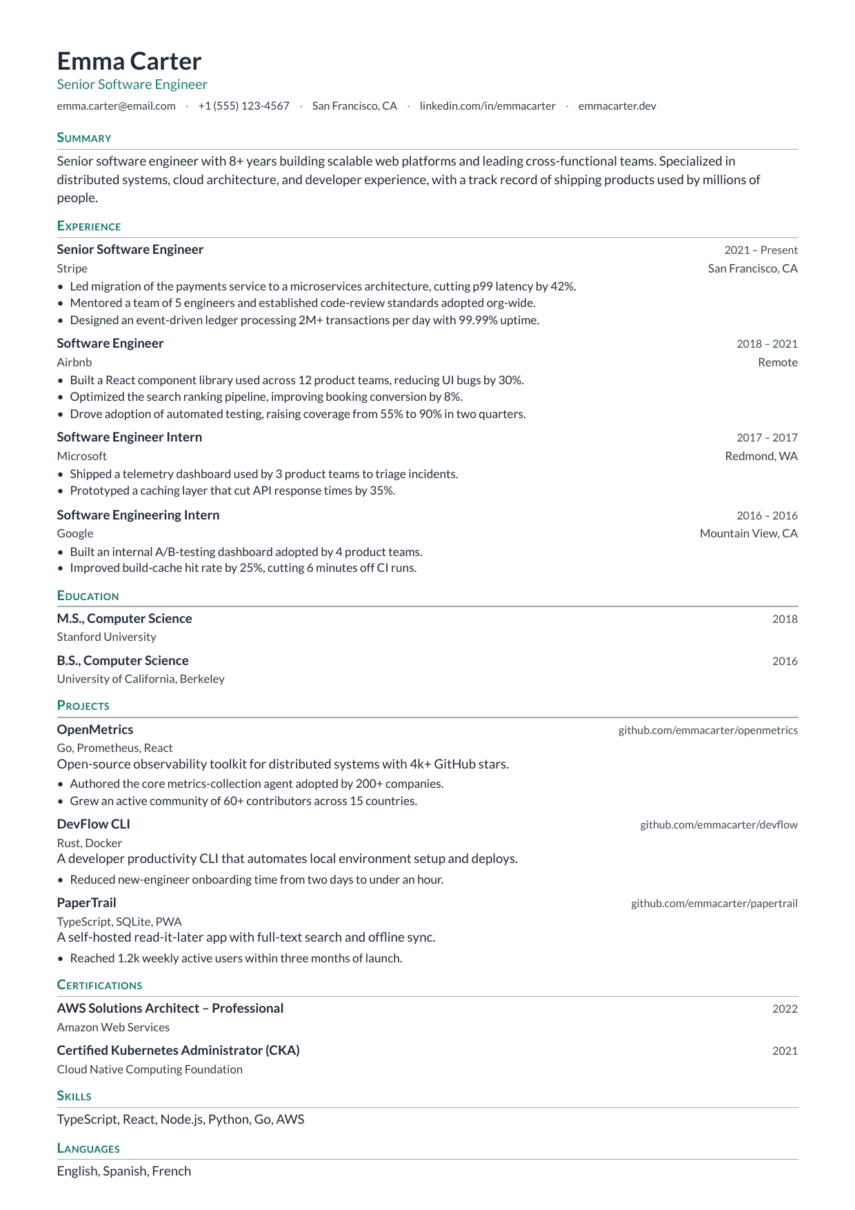 Shift Lead resume template