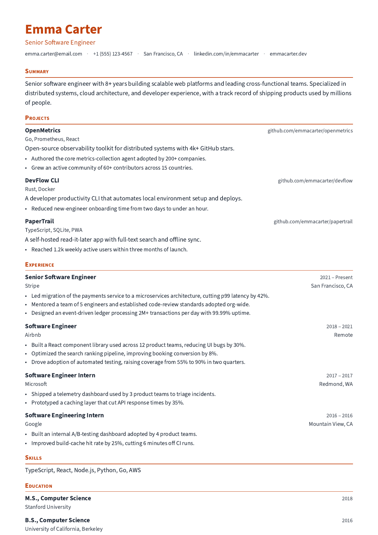 Spark resume template
