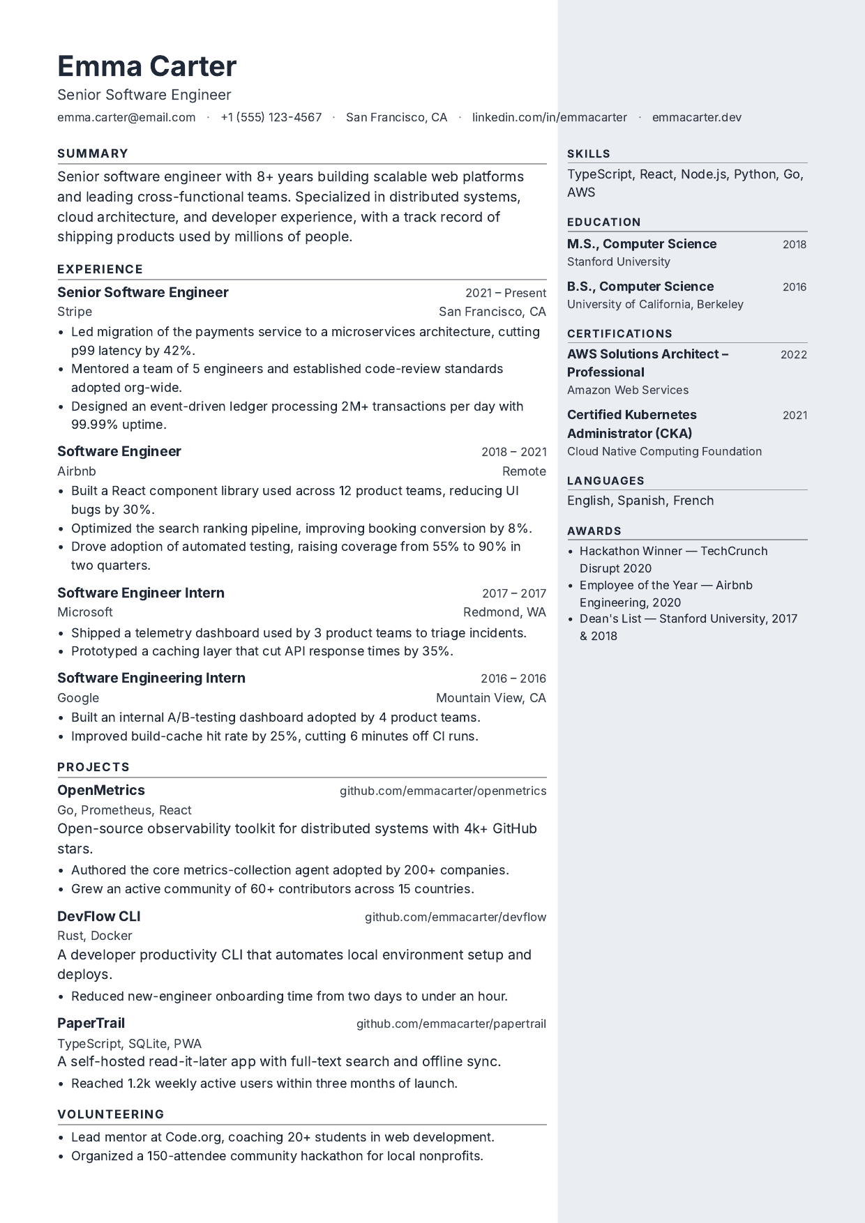 Starboard resume template
