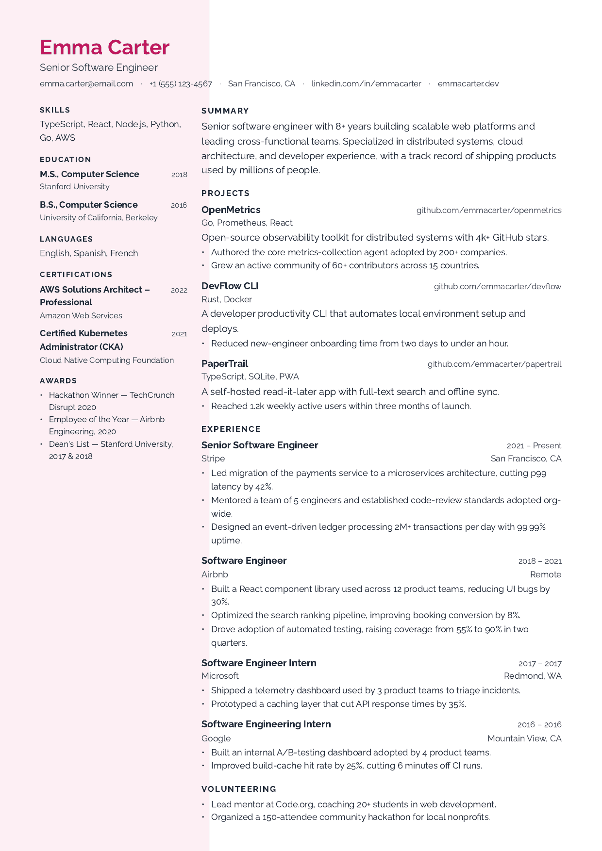 Studio Fresh resume template