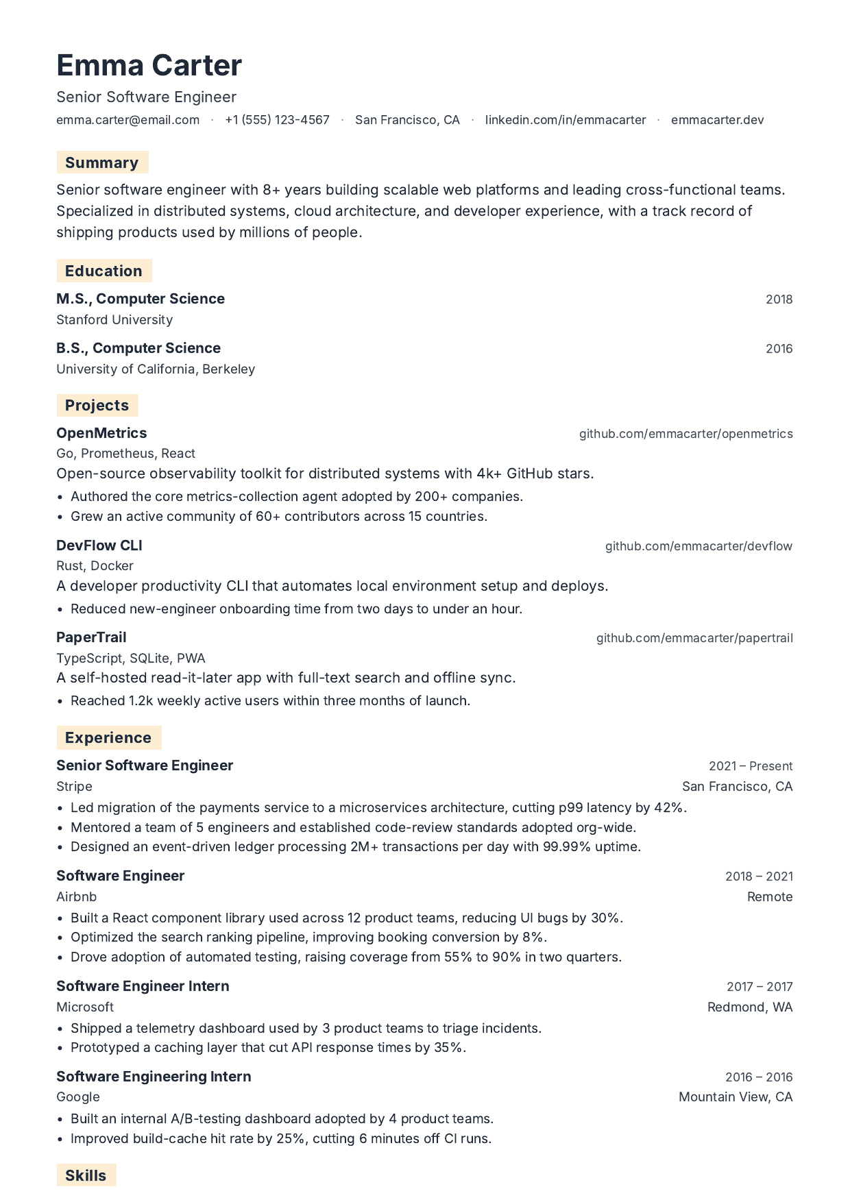 Study Hall resume template