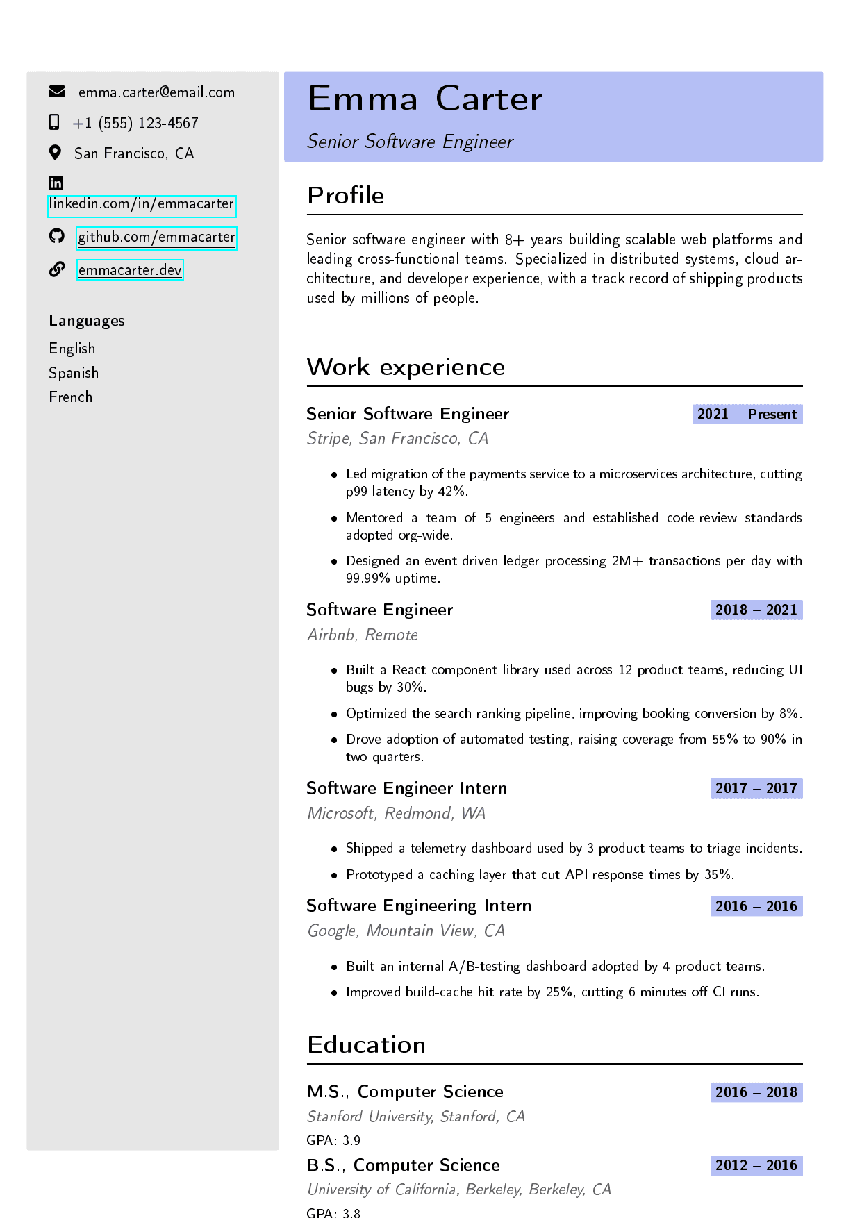 Senior Product Manager resume template
