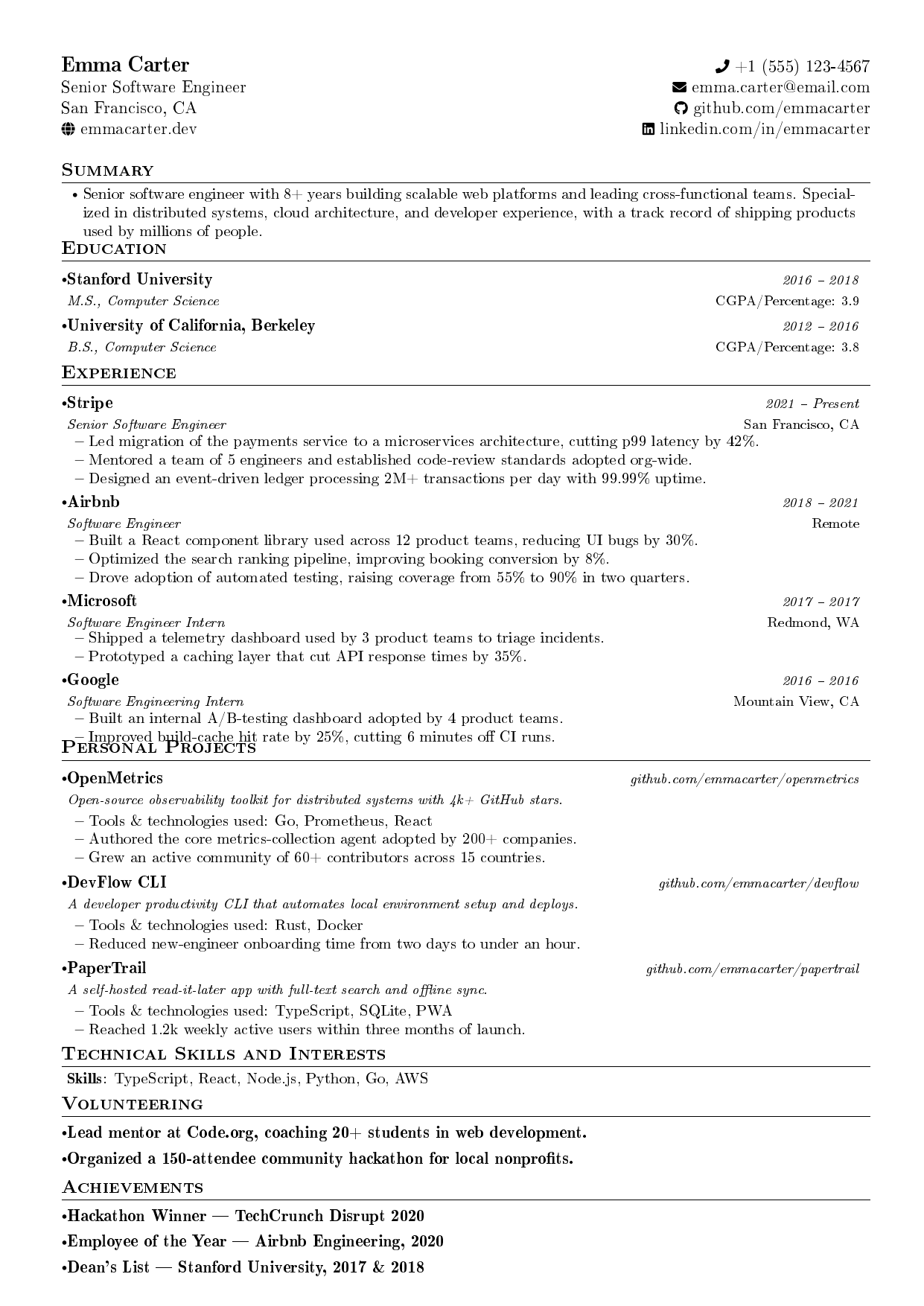 Network Engineer resume template