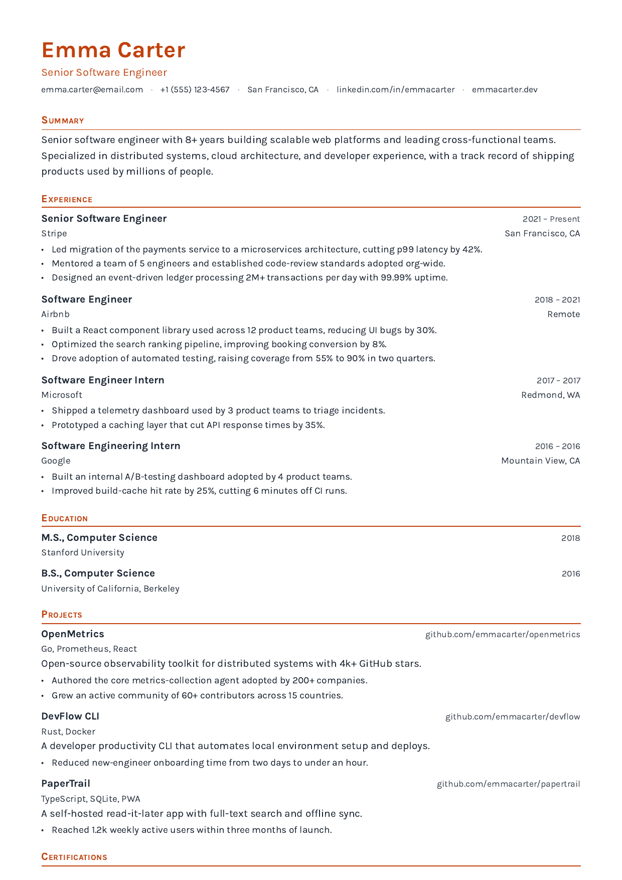Terracotta Lane resume template