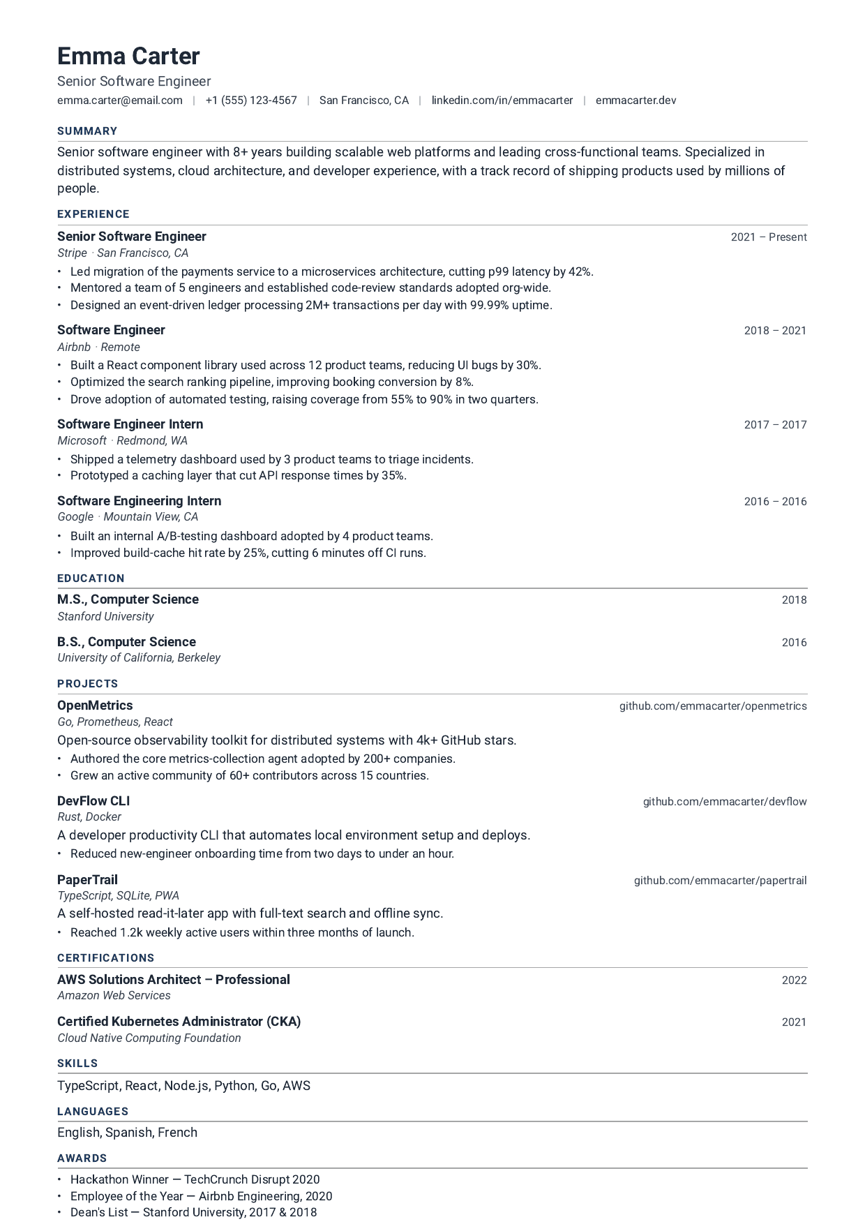 Ticker resume template