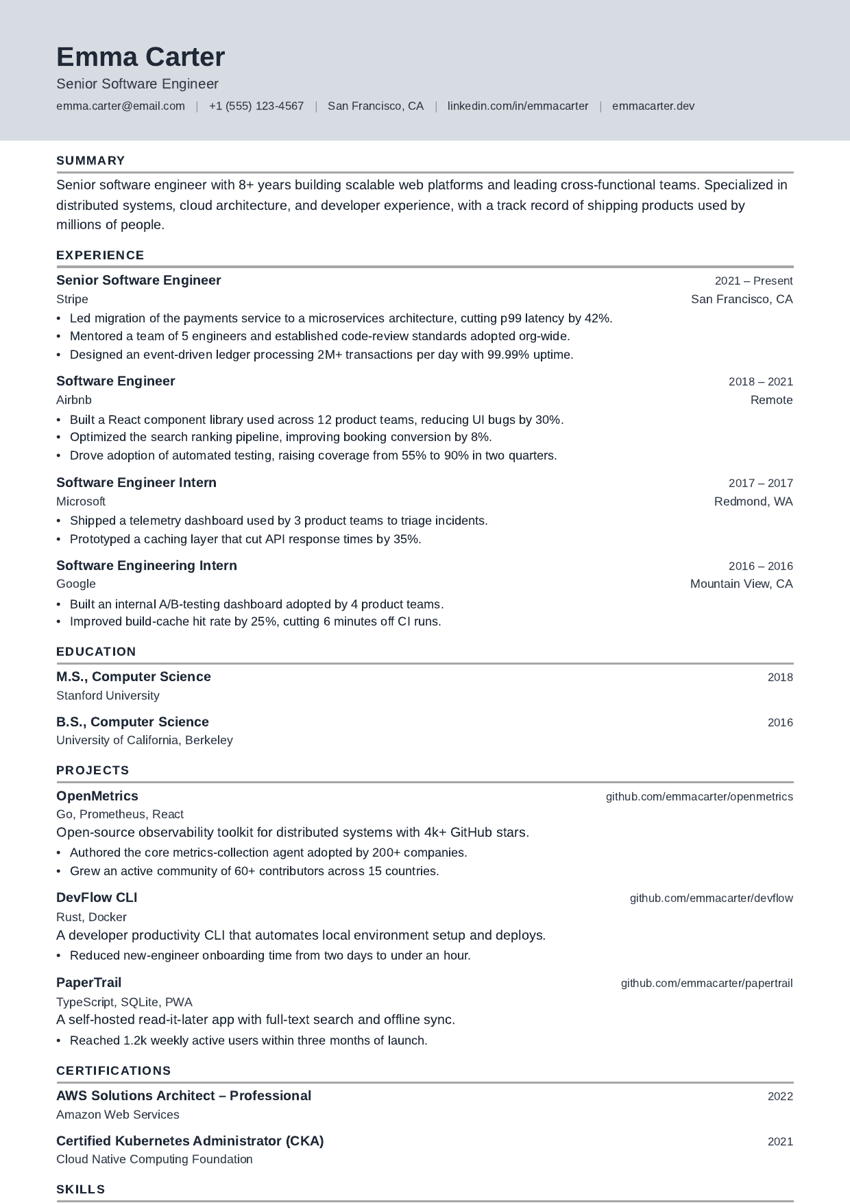 Turbine Hall resume template