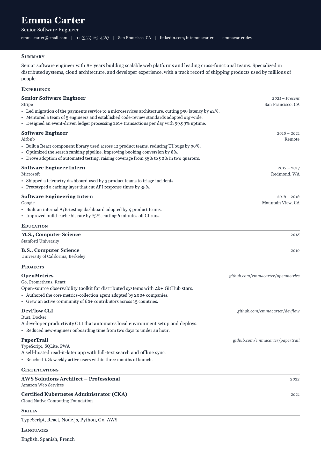 Two Decade resume template