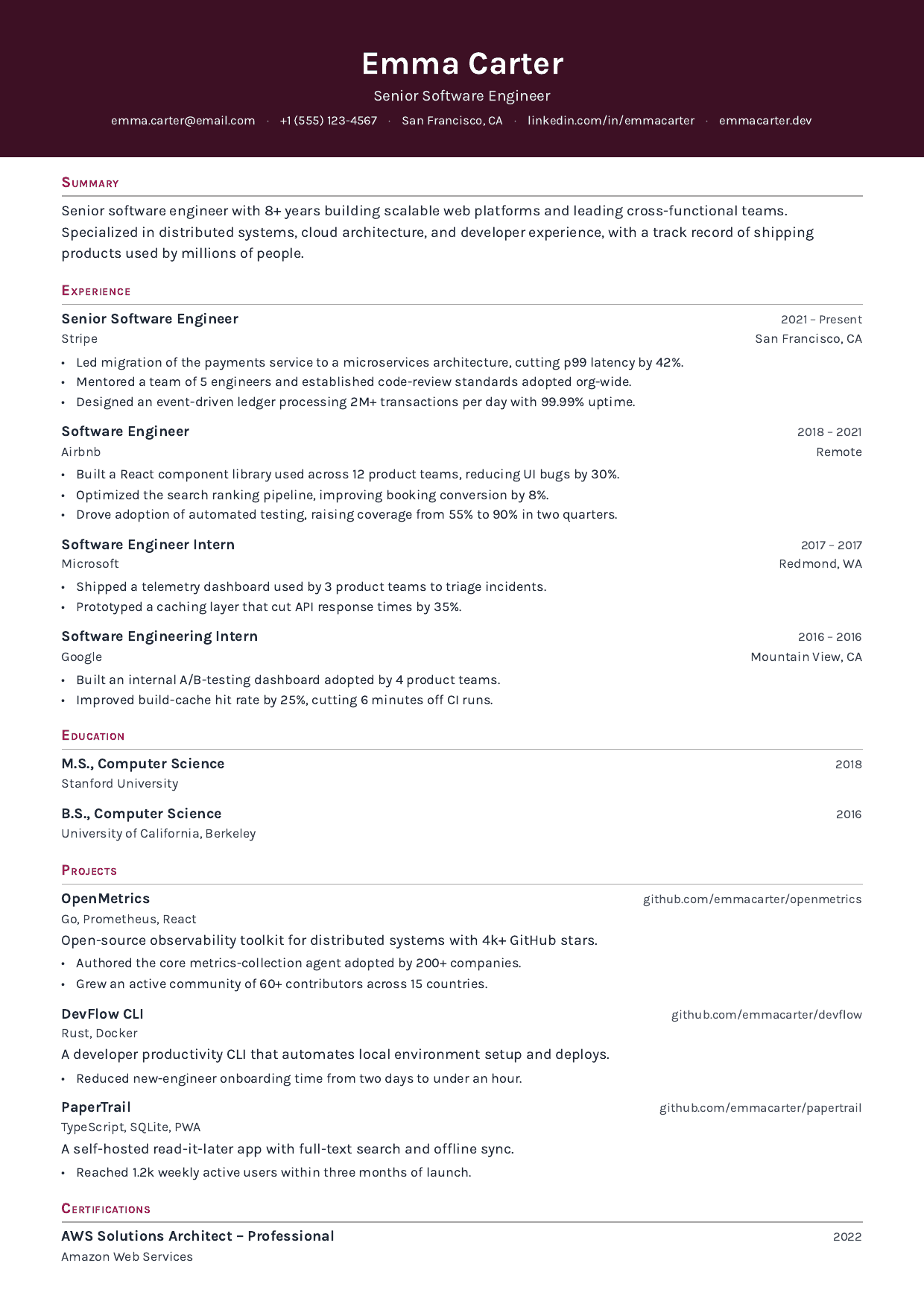 Velvet Rope resume template