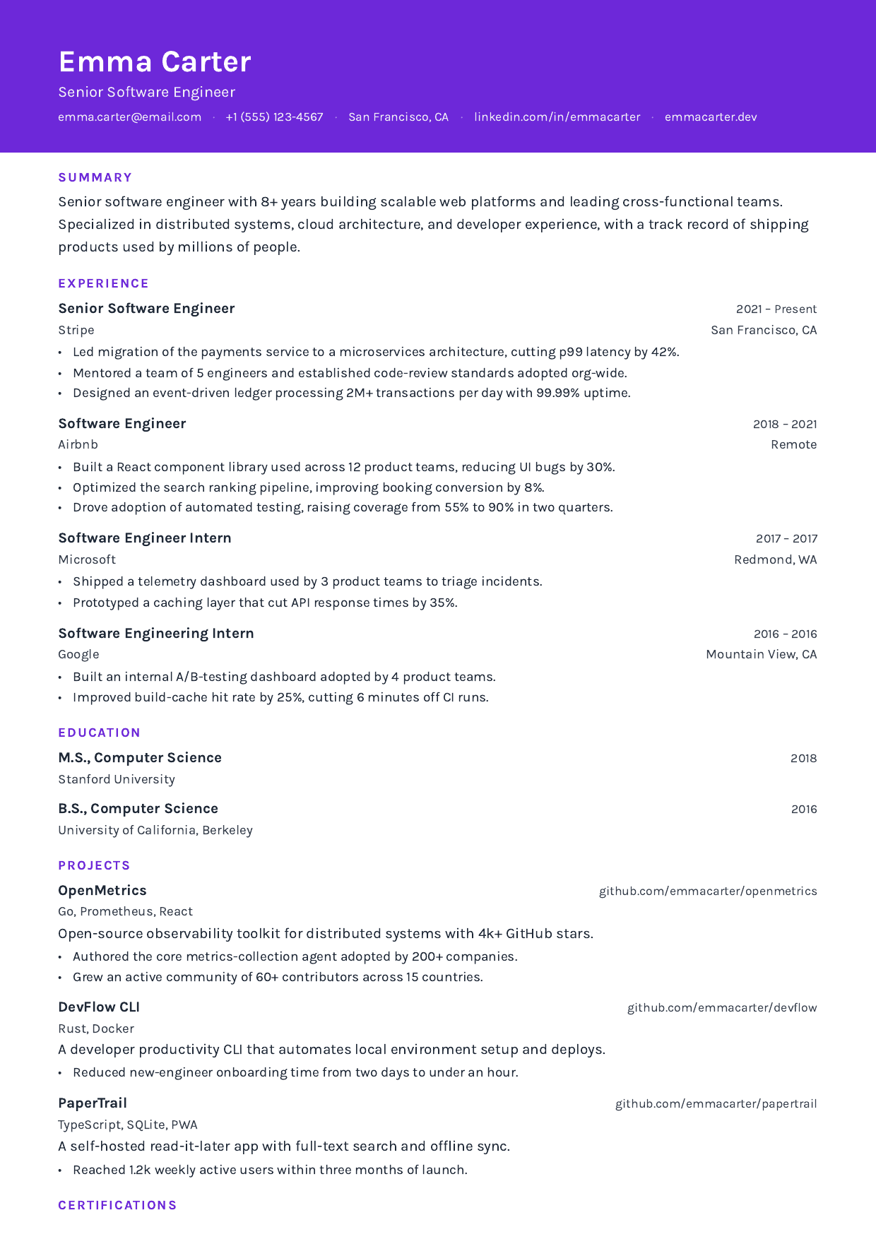 Verge resume template