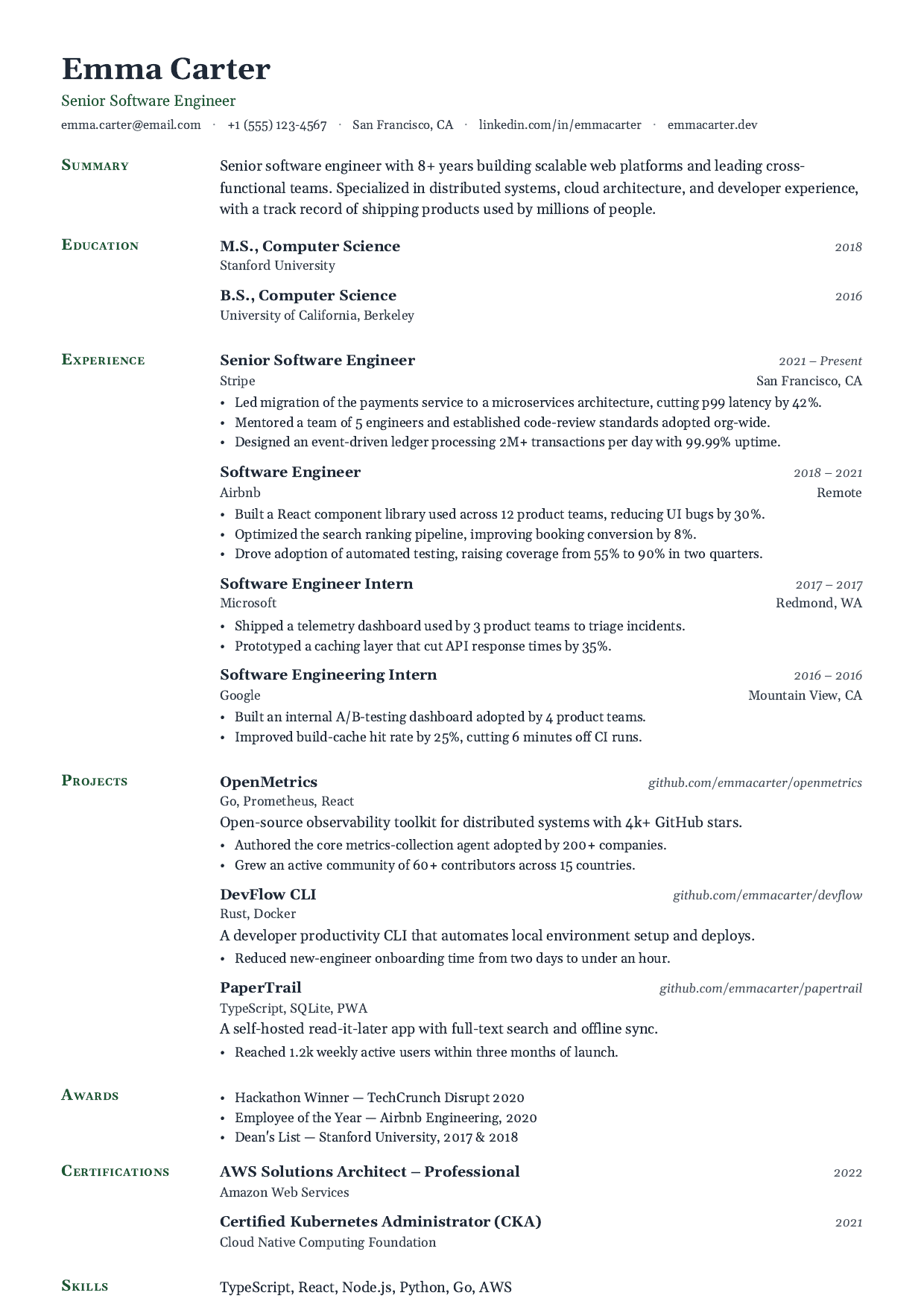 Viva Voce resume template