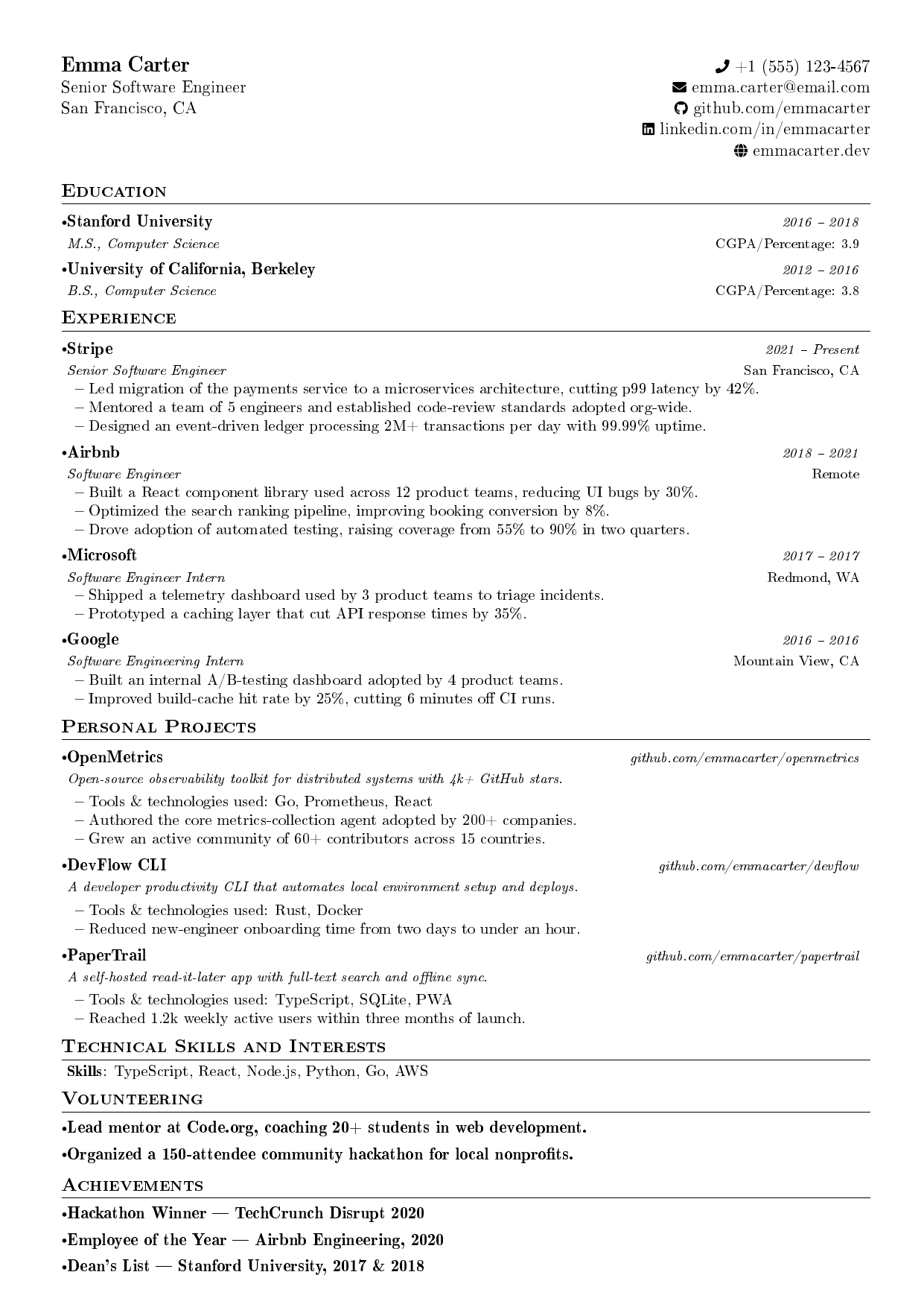 Quality Engineer resume template