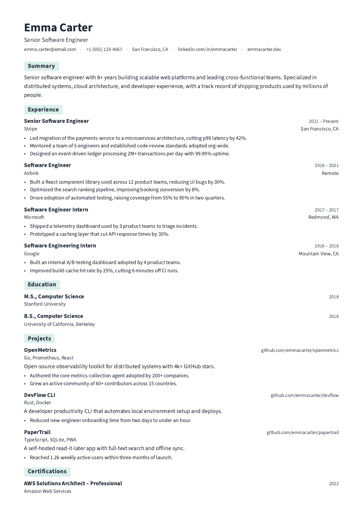 Ward Round resume template