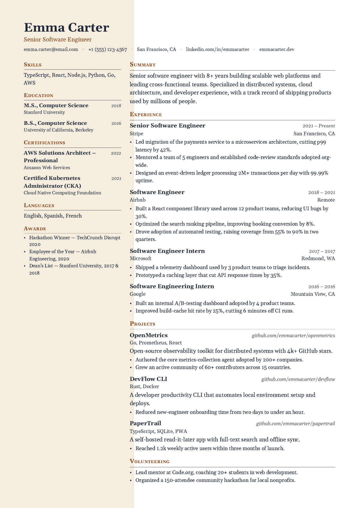 Wheat Margin resume template