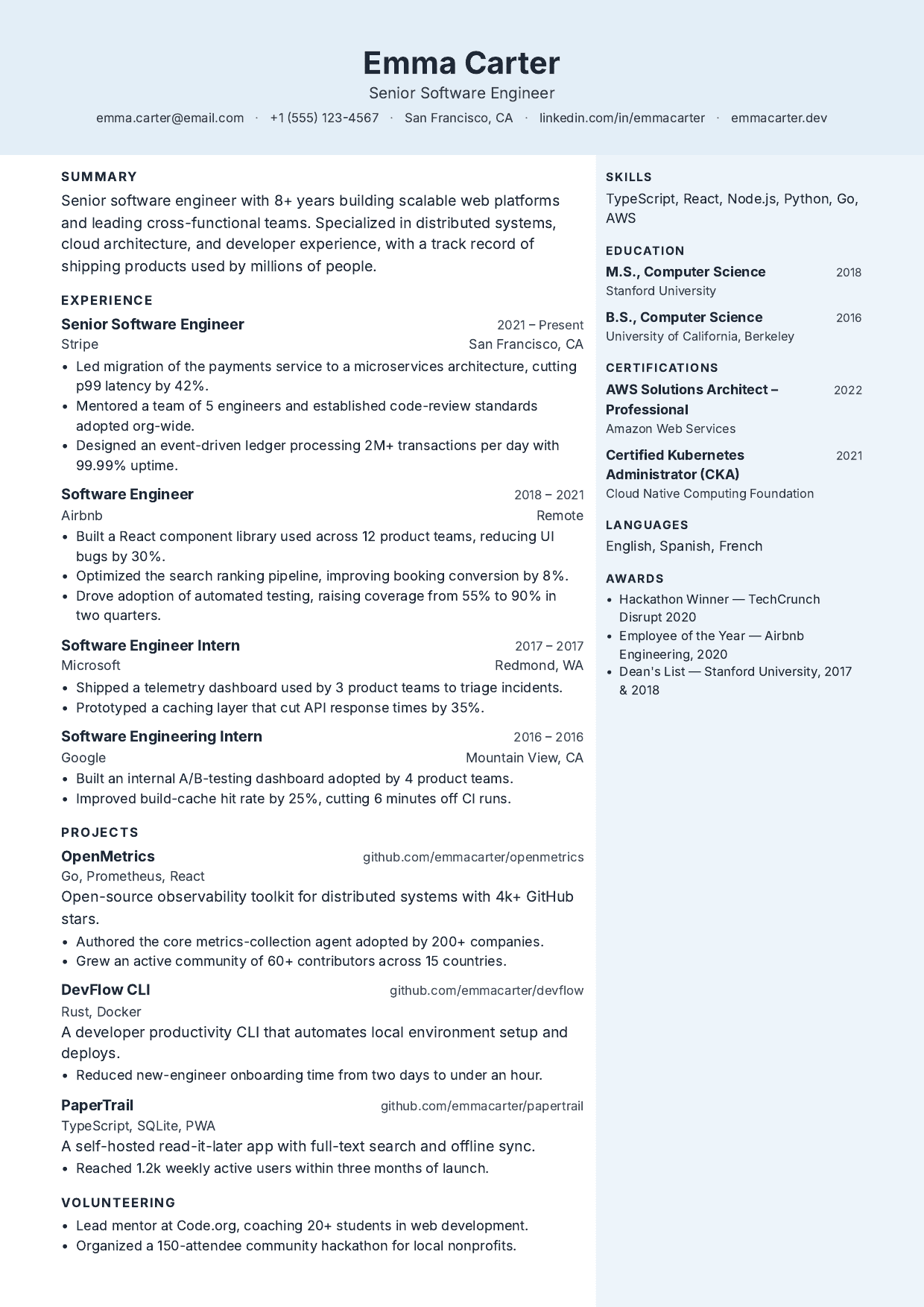 Winter Garden resume template