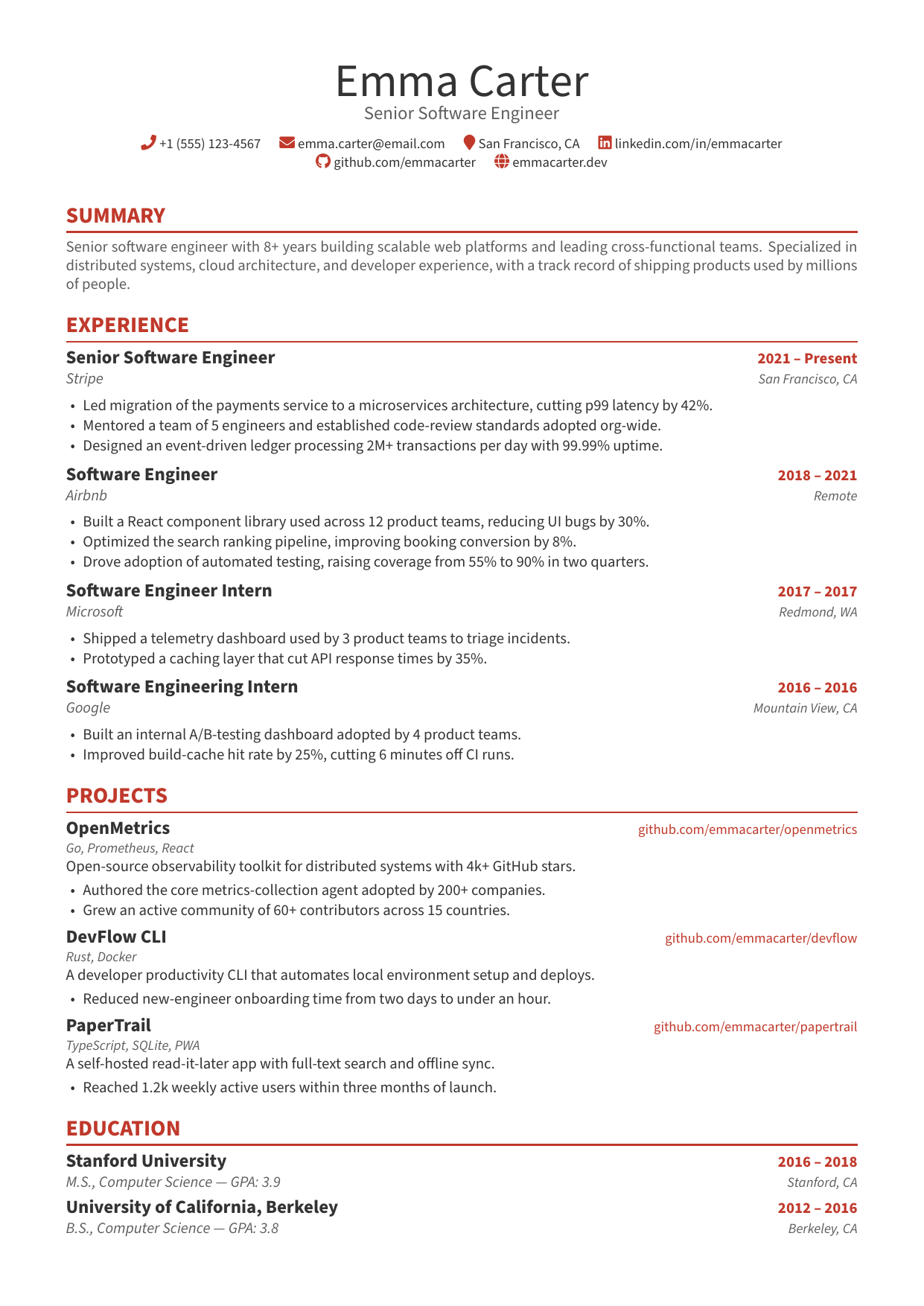 Management Consultant resume template preview