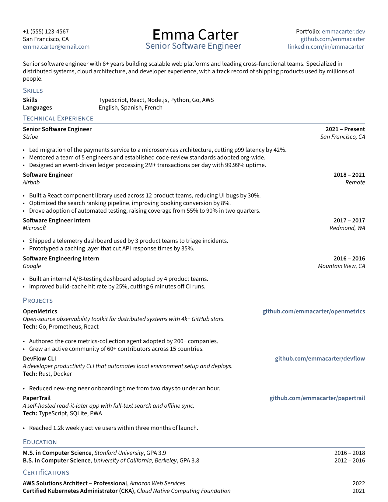 Data Scientist resume template preview