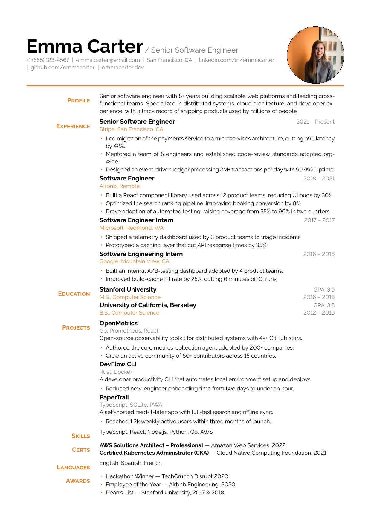 Graphic Designer resume template preview