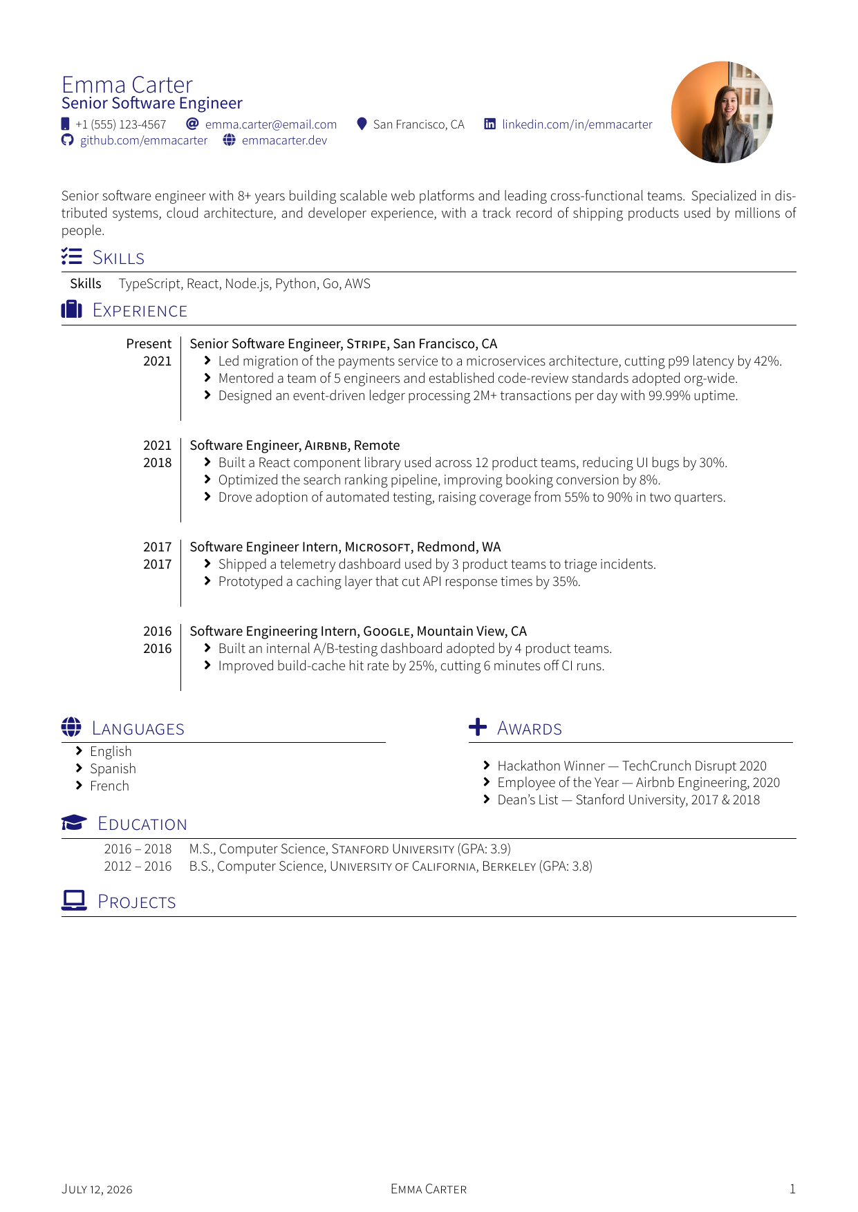 Business Consultant resume template preview
